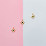 14mm Pave Gold Mother of Pearl Quatrefoil Charm