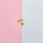 14mm Pave Gold Mother of Pearl Quatrefoil Charm