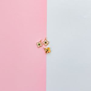 14mm Pave Gold Mother of Pearl Quatrefoil Charm