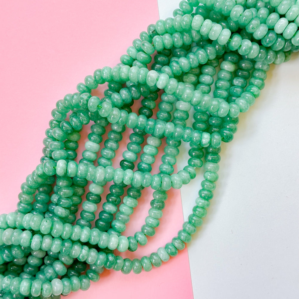 8mm Cactus Green Smooth Dyed Jade Rondelle Strand