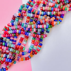 8mm Smooth Mixed Dyed Jade Rondelle Stand - Bold Blend