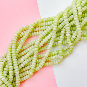 8mm Melon Green Smooth Dyed Jade Rondelle Strand
