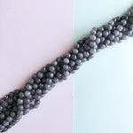 8mm Smoke Charcoal Dyed Jade Faceted Rounds Strand