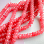 8mm Punchy Pink Smooth Dyed Jade Rondelle Strand