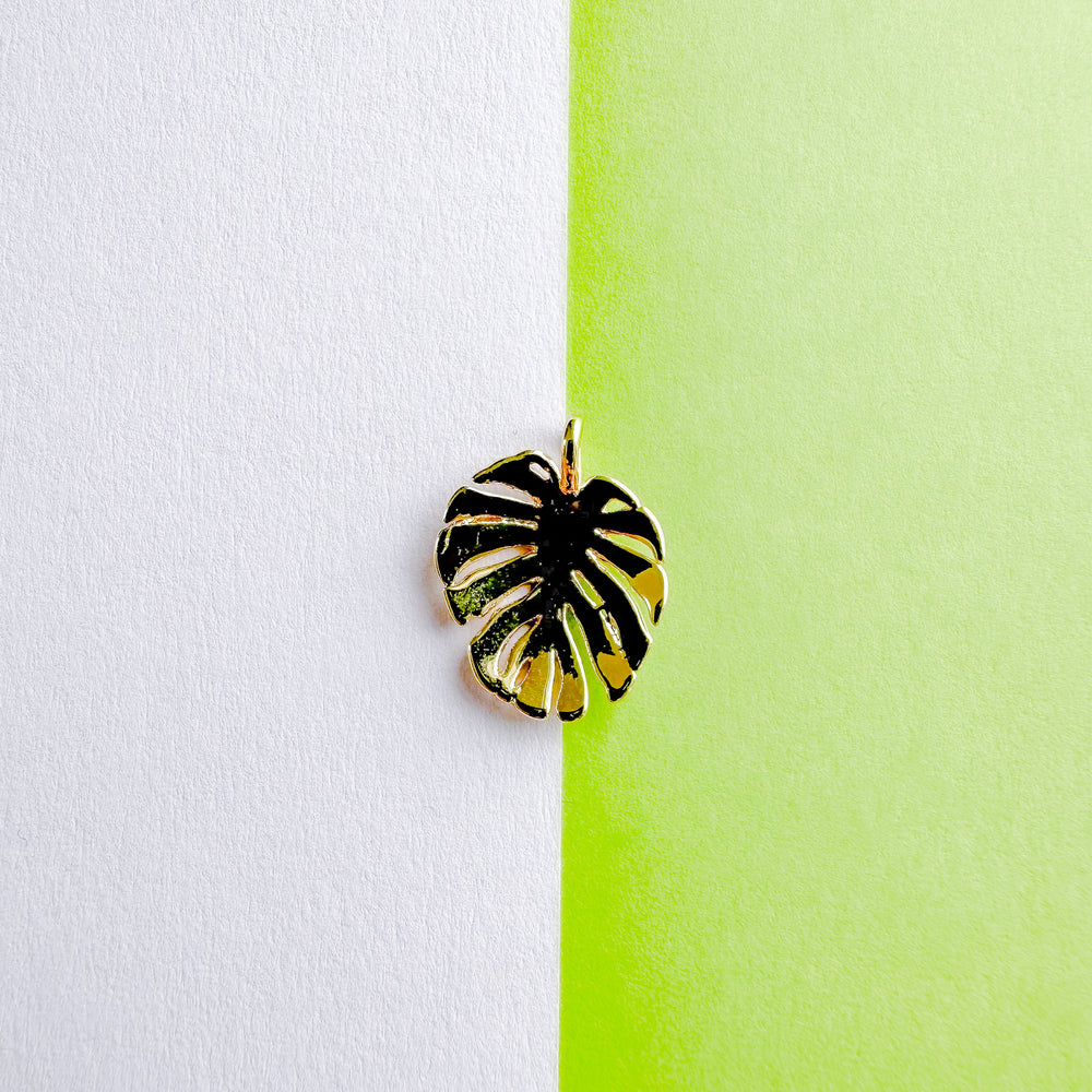 16mm Shiny Gold Monstera Leaf Charm