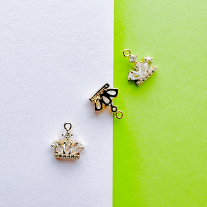 12mm Gold Plated Pave Crown Charm