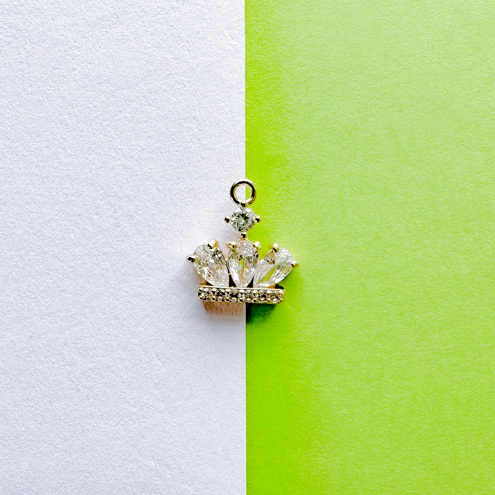 12mm Gold Plated Pave Crown Charm