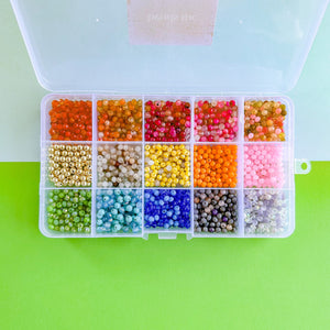 
                
                    Load image into Gallery viewer, 4mm Rainbow Round Stone + Crystal Mix Bead Box Set 1000 pieces+
                
            