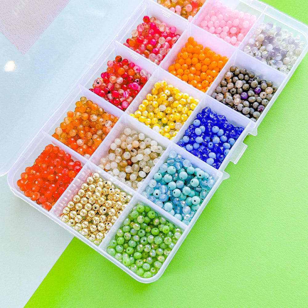 4mm Rainbow Round Stone + Crystal Mix Bead Box Set 1000 pieces+ – Beads,  Inc.