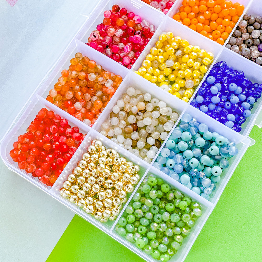 4mm Rainbow Round Stone + Crystal Mix Bead Box Set 1000 pieces+ – Beads,  Inc.