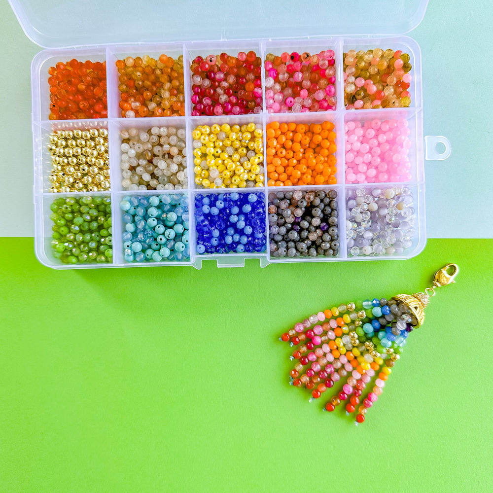 
                
                    Load image into Gallery viewer, 4mm Rainbow Round Stone + Crystal Mix Bead Box Set 1000 pieces+
                
            