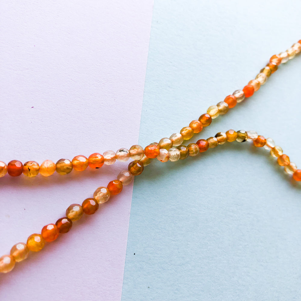 4mm Nectarine Faceted Agate Round Strand