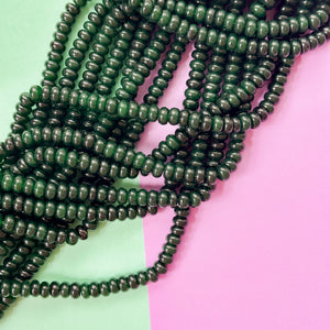 8mm Hunter Green Smooth Dyed Jade Rondelle Strand