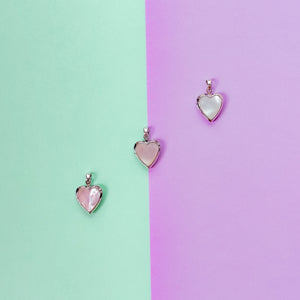 17mm Silver Mother of Pearl Heart Locket Charm
