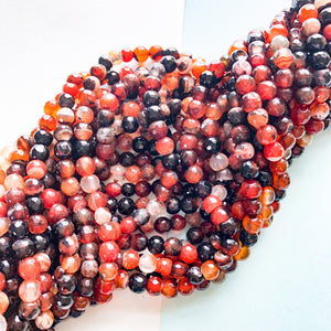 
                
                    Load image into Gallery viewer, 6mm Auburn Faceted Round Agate Strand
                
            