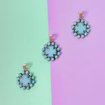 38mm Turquoise Cabachon Silver Cross Pendant