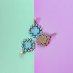 38mm Turquoise Cabachon Silver Cross Pendant