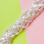 15mm White Coated Resin Pearl Flat Nugget Strand