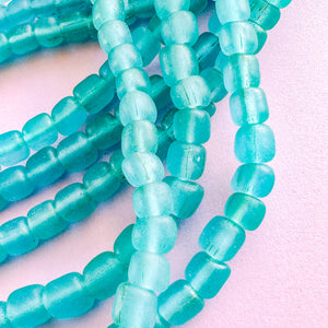 6mm Frosted Turquoise Java Glass Strand