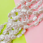 15mm White Coated Resin Pearl Flat Nugget Strand