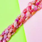 18mm Orchid Wash Dyed Calcite Faceted Oval Strand