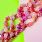18mm Orchid Wash Dyed Calcite Faceted Oval Strand
