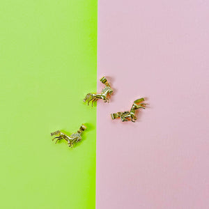16mm Shiny Gold Pave Horse Charm