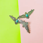 90mm Turquoise Cabachon Silver Thunderbird Statement Pendant