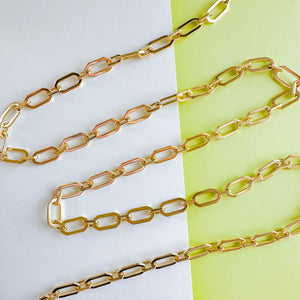 17mm Shiny Gold Flat Octagonal Link Chain