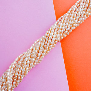 4mm Warm Tone Freshwater Rice Pearl Strand