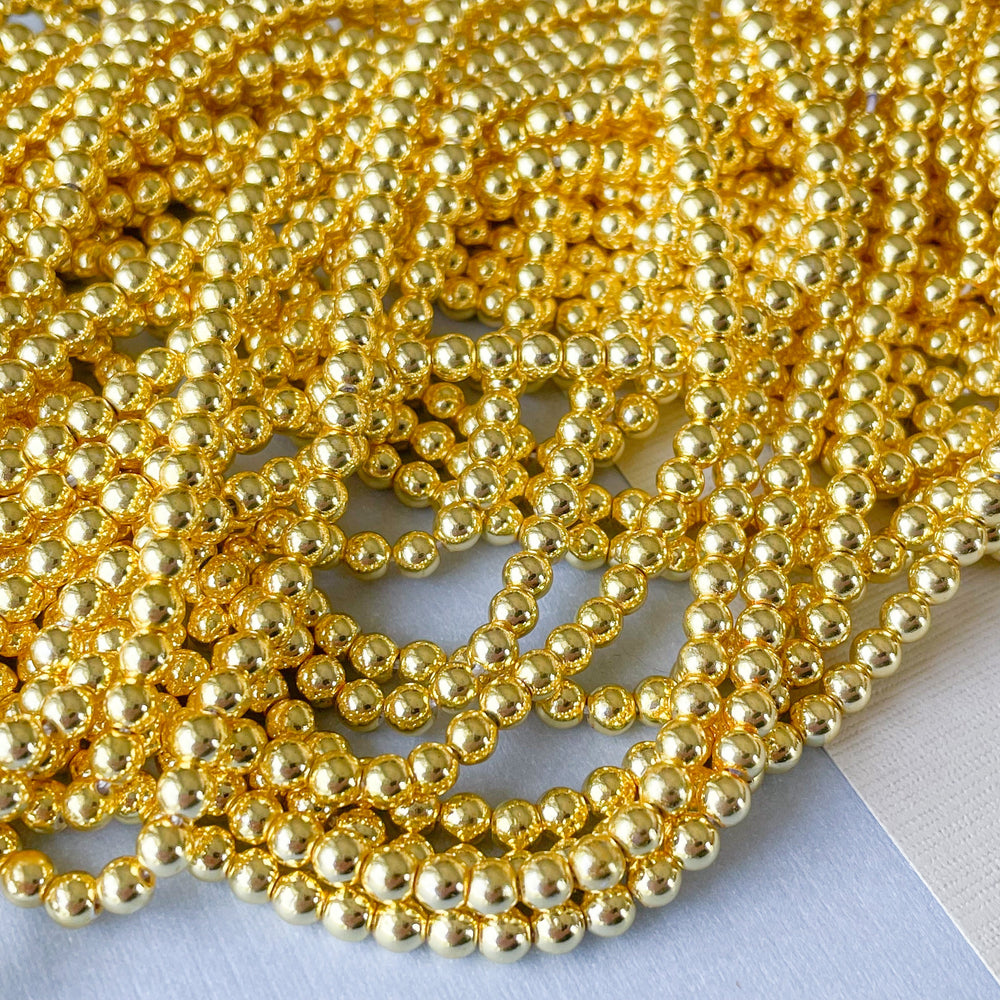 3mm Gold Hematite Rounds Strand - Beads, Inc.