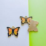 26mm Black Enamel Gold Butterfly Charm