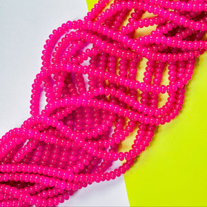 8mm Neon Berry Glass Rondelle Strand