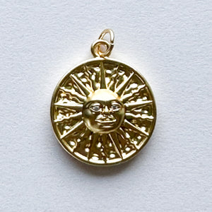 20mm Sun Face Gold Plated Pendant