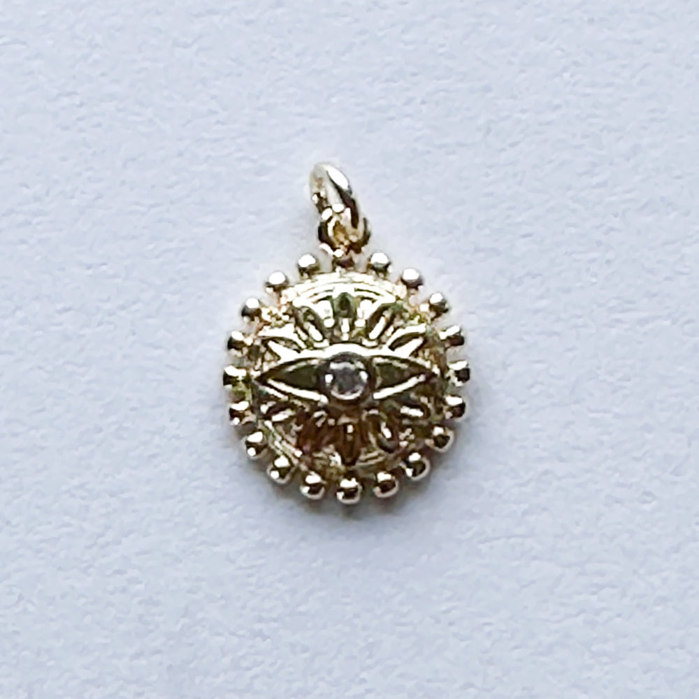 12mm Coin Evil Eye Gold Plated Pendant