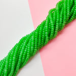 8mm Grassy Green Glass Rondelle Strand