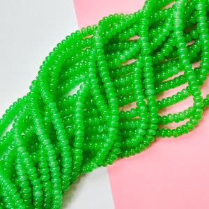 8mm Grassy Green Glass Rondelle Strand