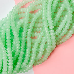 8mm Glowing Seafoam Glass Rondelle Strand