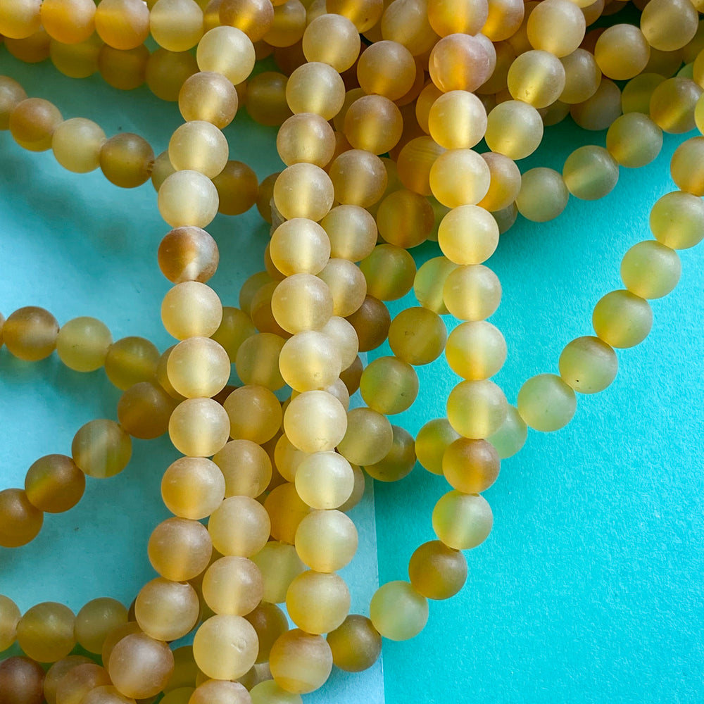 
                
                    Load image into Gallery viewer, 6mm Matte Honey Agate Round Strand
                
            