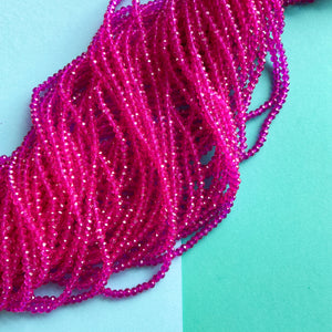 
                
                    Load image into Gallery viewer, 3mm Hot Pink Faceted Coated Chinese Crystal Rondelles Strand
                
            