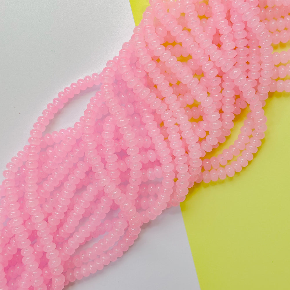 8mm Bubblegum Pink Glass Rondelle Strand