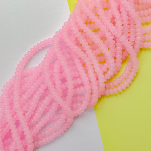 8mm Bubblegum Pink Glass Rondelle Strand