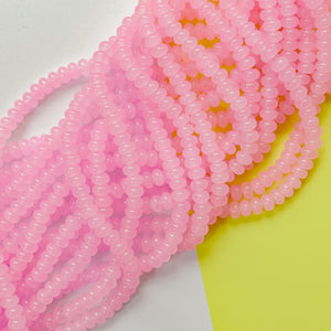 8mm Bubblegum Pink Glass Rondelle Strand