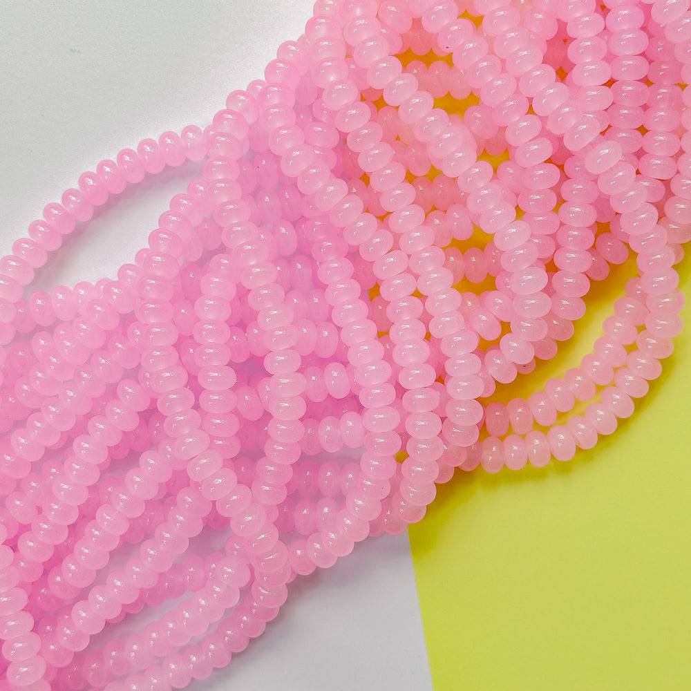 8mm Bubblegum Pink Glass Rondelle Strand
