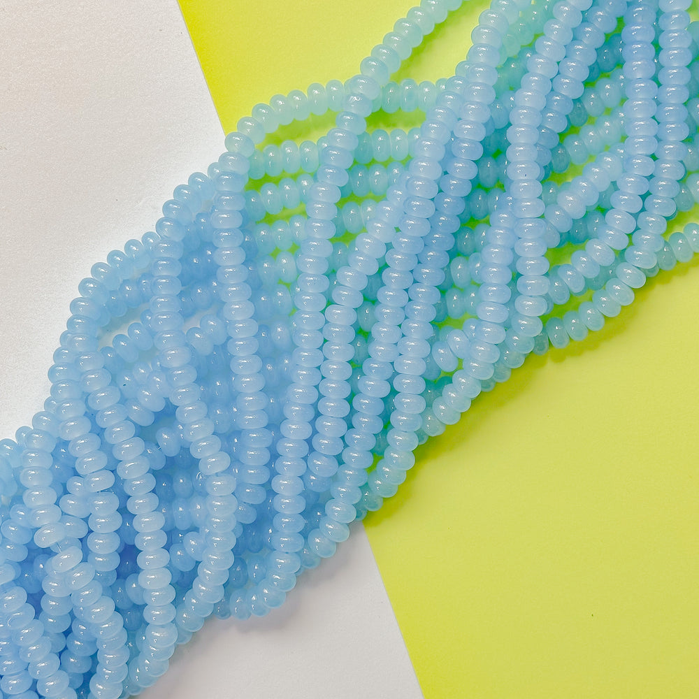 8mm Lake Blue Glass Rondelle Strand