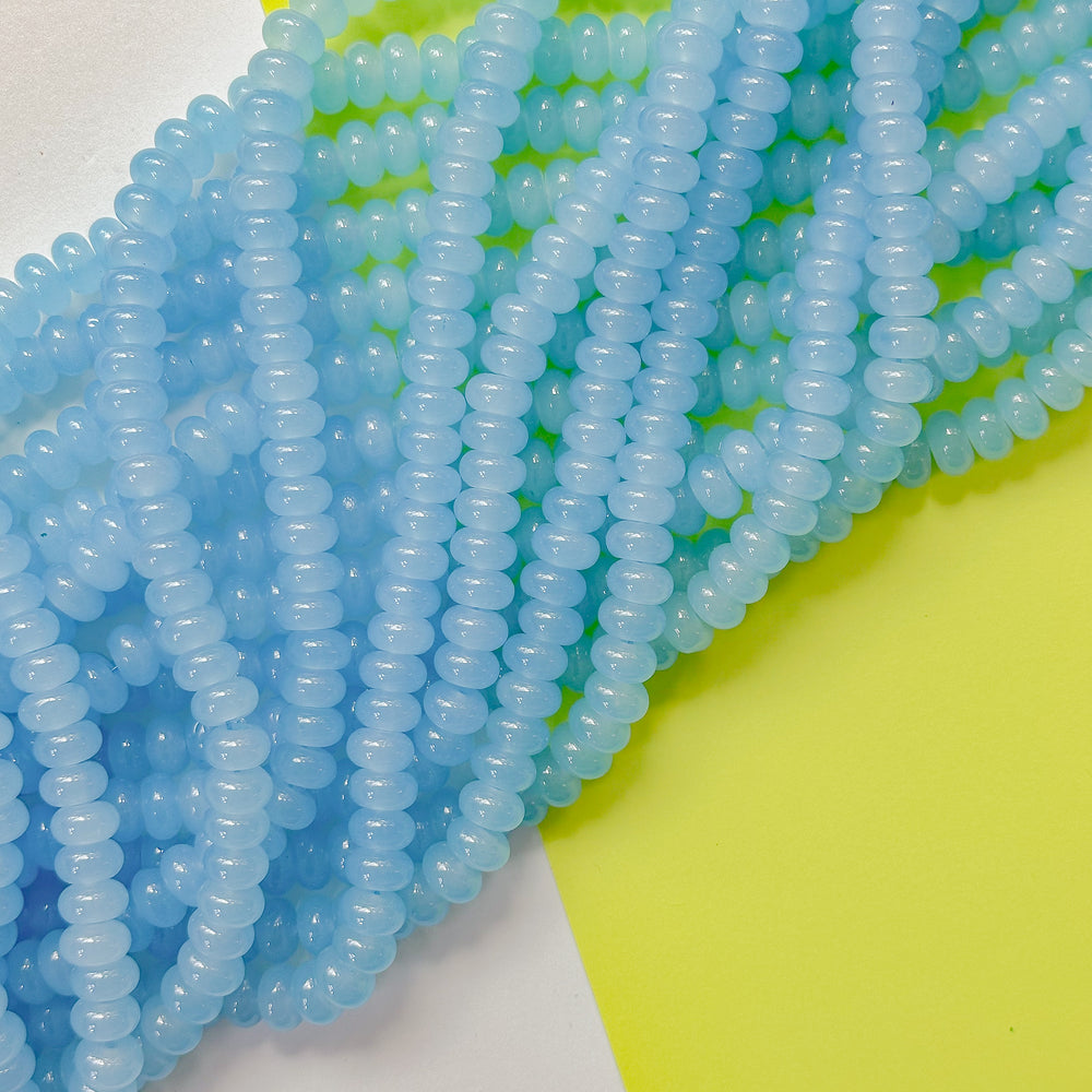 8mm Lake Blue Glass Rondelle Strand