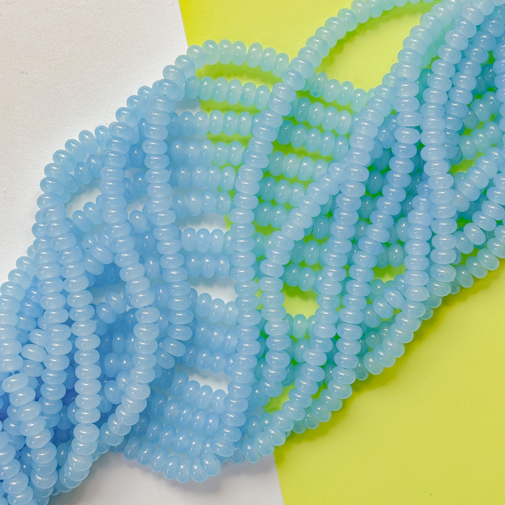 8mm Lake Blue Glass Rondelle Strand