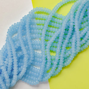 8mm Lake Blue Glass Rondelle Strand