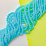 8mm Neon Sky Glass Rondelle Strand