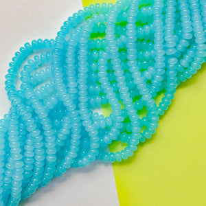 8mm Neon Sky Glass Rondelle Strand